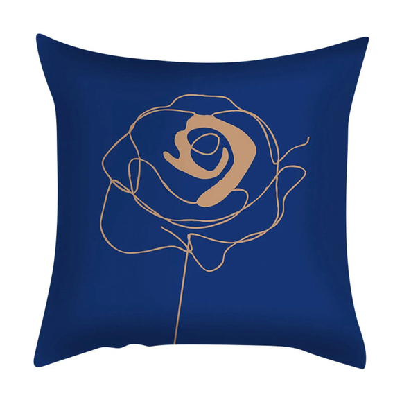 Gold Flower Pillow Cover In Blue - Picture 1 of 3